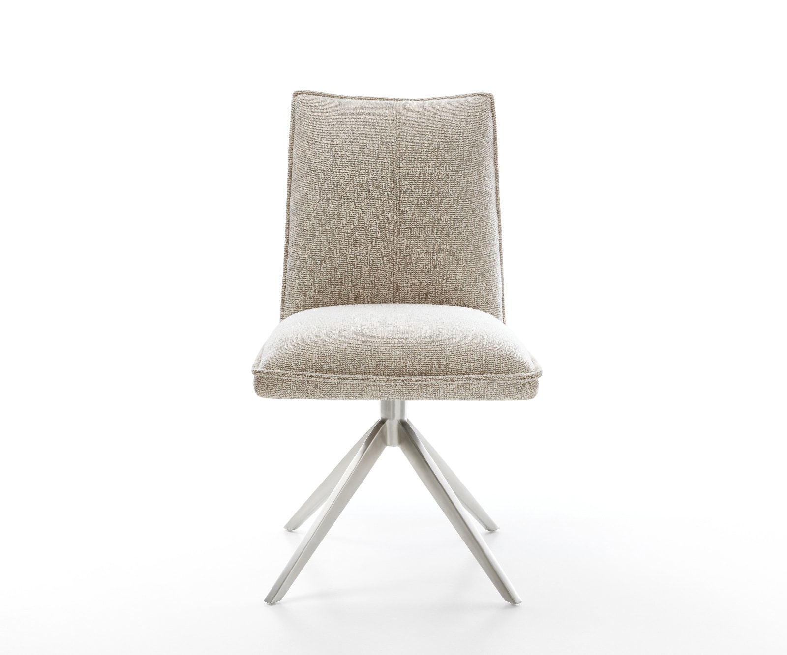 Drehstuhl Lelio-Flex Webstoff Soft Beige Kreuzgestell breit Edelstahl 360° drehbar Wippfunktion Taschenfederkern 1