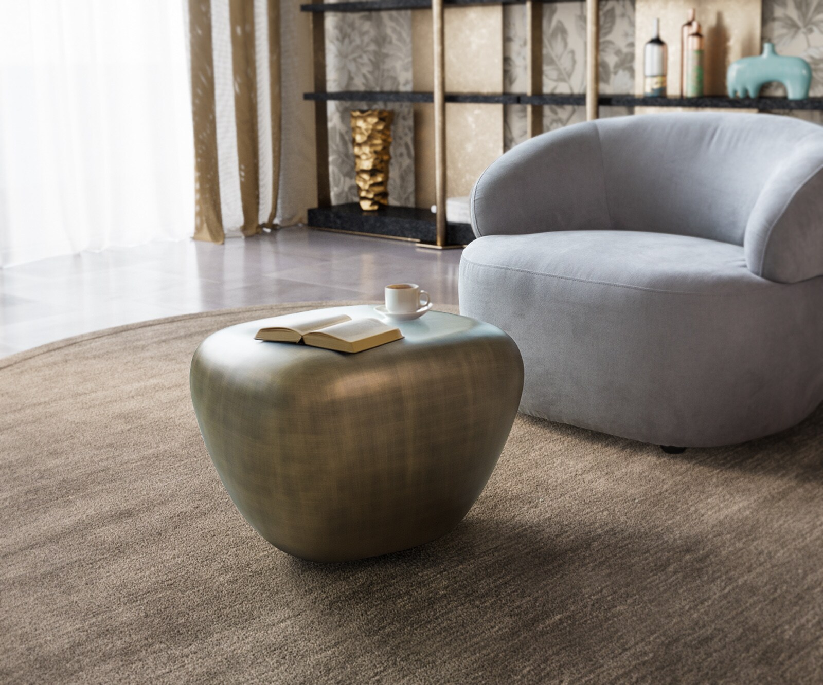 DELIFE Couchtisch Caramia 65x55 cm Metallic Gold