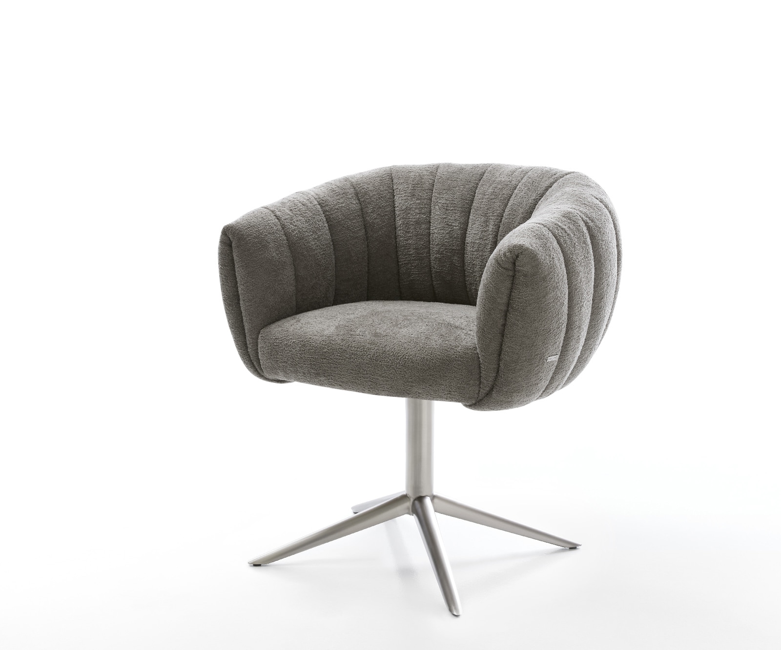 Drehstuhl Jada-Flex Bouclé Soft Schlamm Fußkreuz Edelstahl 360° drehbar Wippfunktion Taschenfederkern