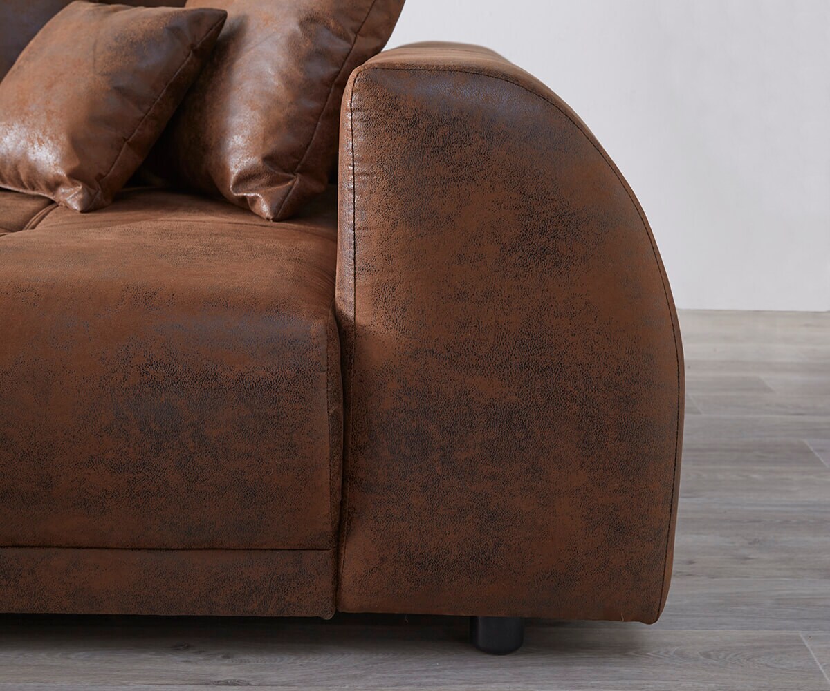 Eckcouch Violetta 300 x 220 cm Lederimitat   Braun Recamiere variabel 3