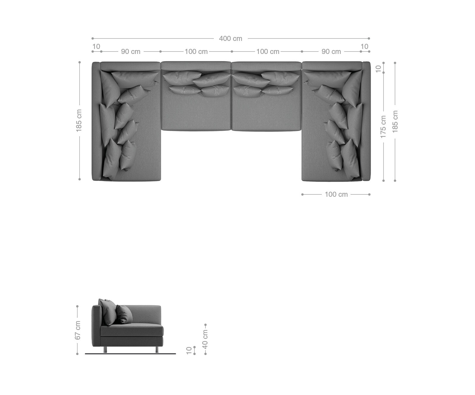 Wohnlandschaft Clovis XL Schwarz Modulsofa erweiterbar 6