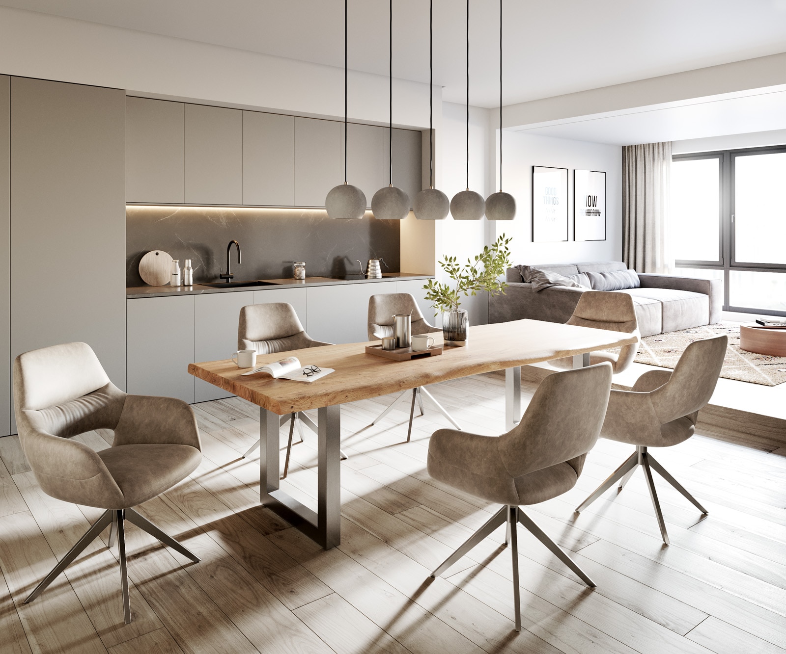 Esstisch Edge 260x100 XL Akazie Natur Edelstahl Breit Live-Edge 5 Esstisch Edge 260x100 XL Akazie Natur Edelstahl Breit Live-Edge 5