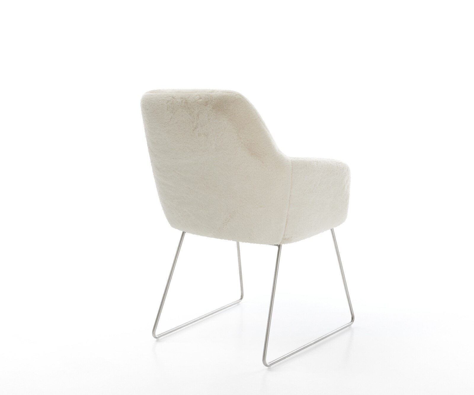 Esszimmerstuhl Pejo-Flex Plüsch Creme-Weiß Kufengestell Edelstahl Taschenfederkern 4