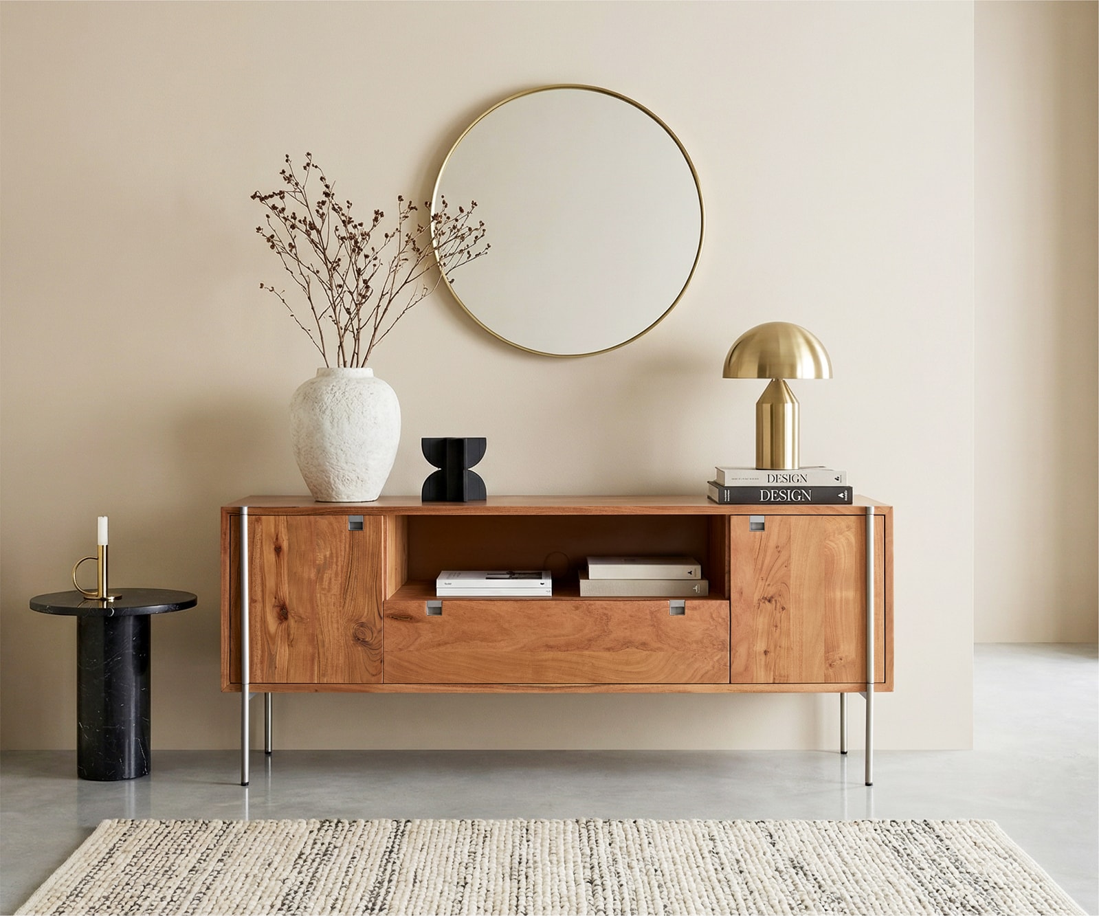 Sideboard Rivoro 175 cm Akazie Natur 2 Türen 1 Schubfach 1 Fach