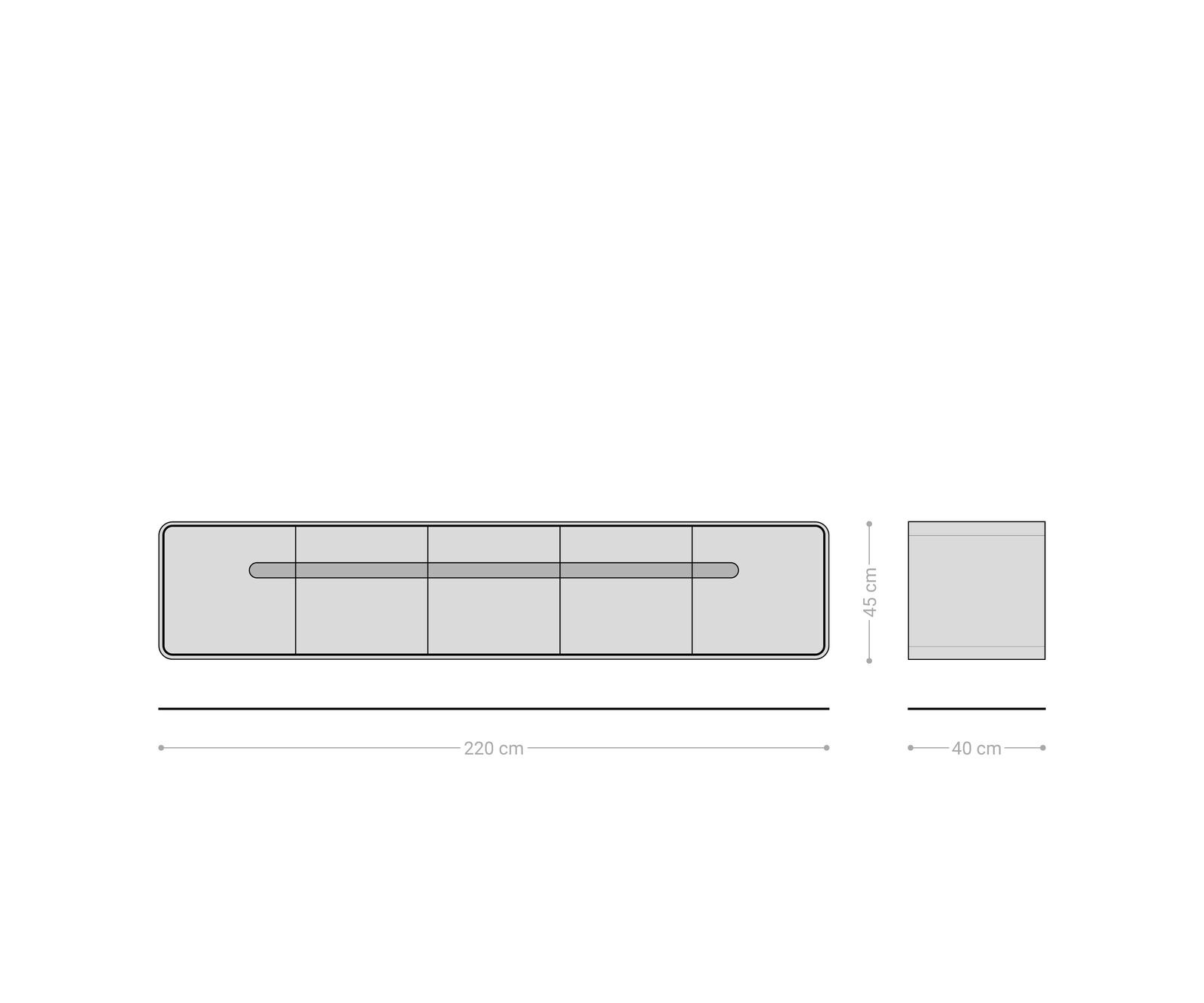 Lowboard Anaya 220 cm Akazie Natur 4 Türen 2 Schubladen Schwebend 9