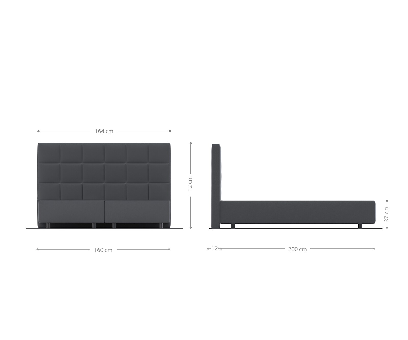 Boxspringgestell Dream-Fine 160x200 cm Mikrofaser Anthrazit Vintage 2