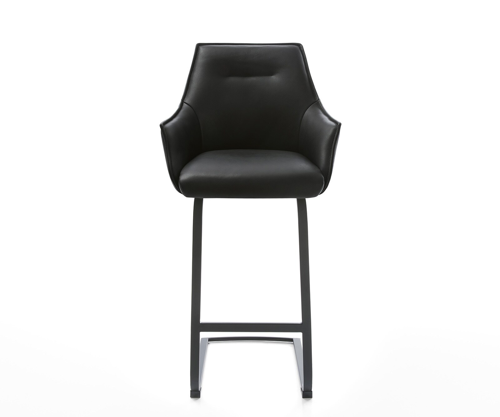 Barstuhl Alja-Flex Echt-Leder Schwarz Freischwinger flach Metall Schwarz Taschenfederkern 1
