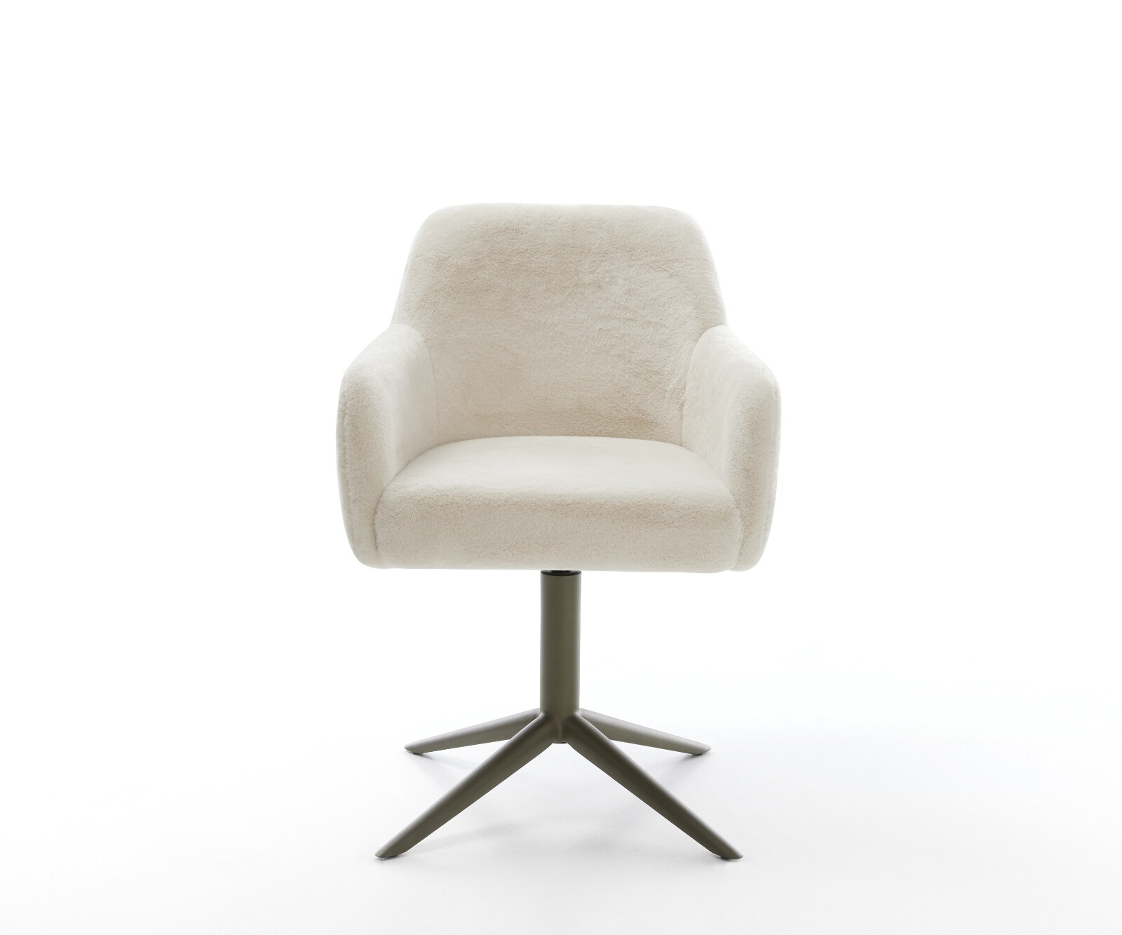 Drehstuhl Greg-Flex Plüsch Creme-Weiß Fußkreuz Effektfinish Titan 360° drehbar Wippfunktion Taschenfederkern 2