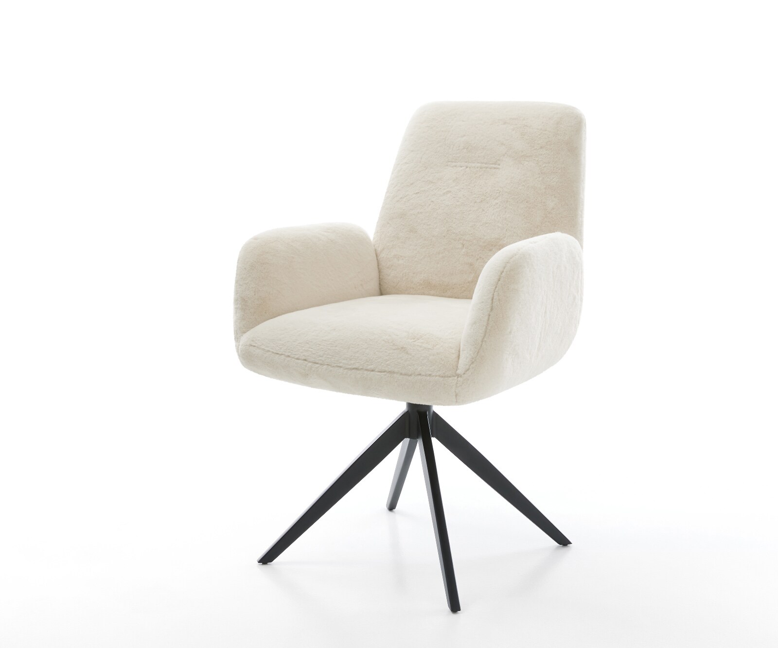 Chaise-pivotante Zoa-Flex peluche crème-blanc pied croisé large noir pivotement sur 360° fonction bascule ressorts ensachés