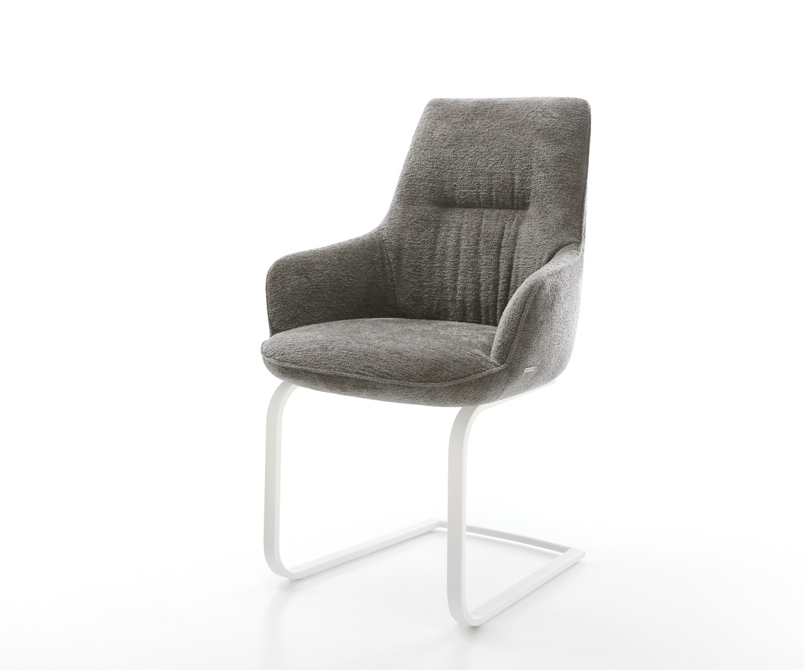 Freischwinger Zelia-Flex mit Armlehnen Bouclé Soft Schlamm Freischwinger flach Effektfinish Titan Taschenfederkern