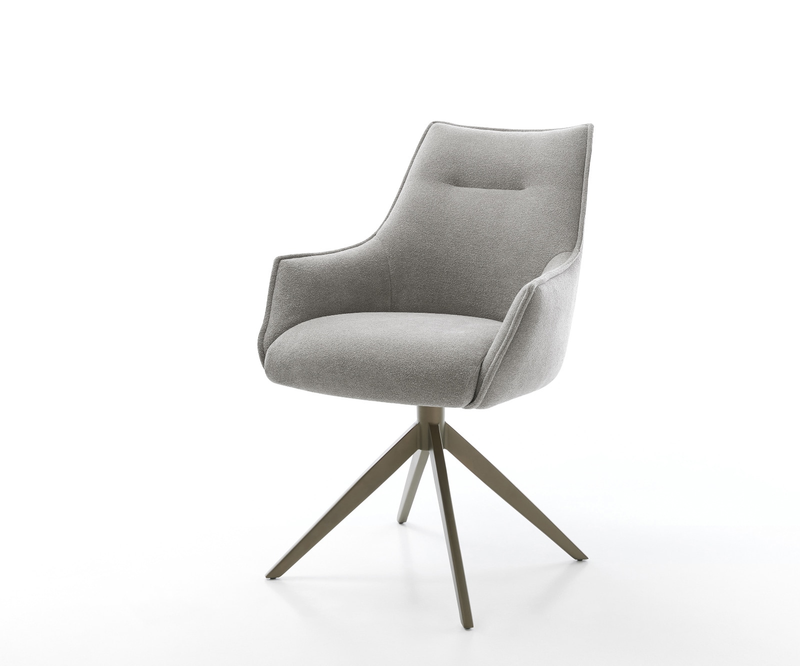Drehstuhl Alja-Flex mit Armlehnen Strukturstoff Soft Grau Kreuzgestell breit Effektfinish Titan 360° drehbar Wippfunktion Taschenfederkern