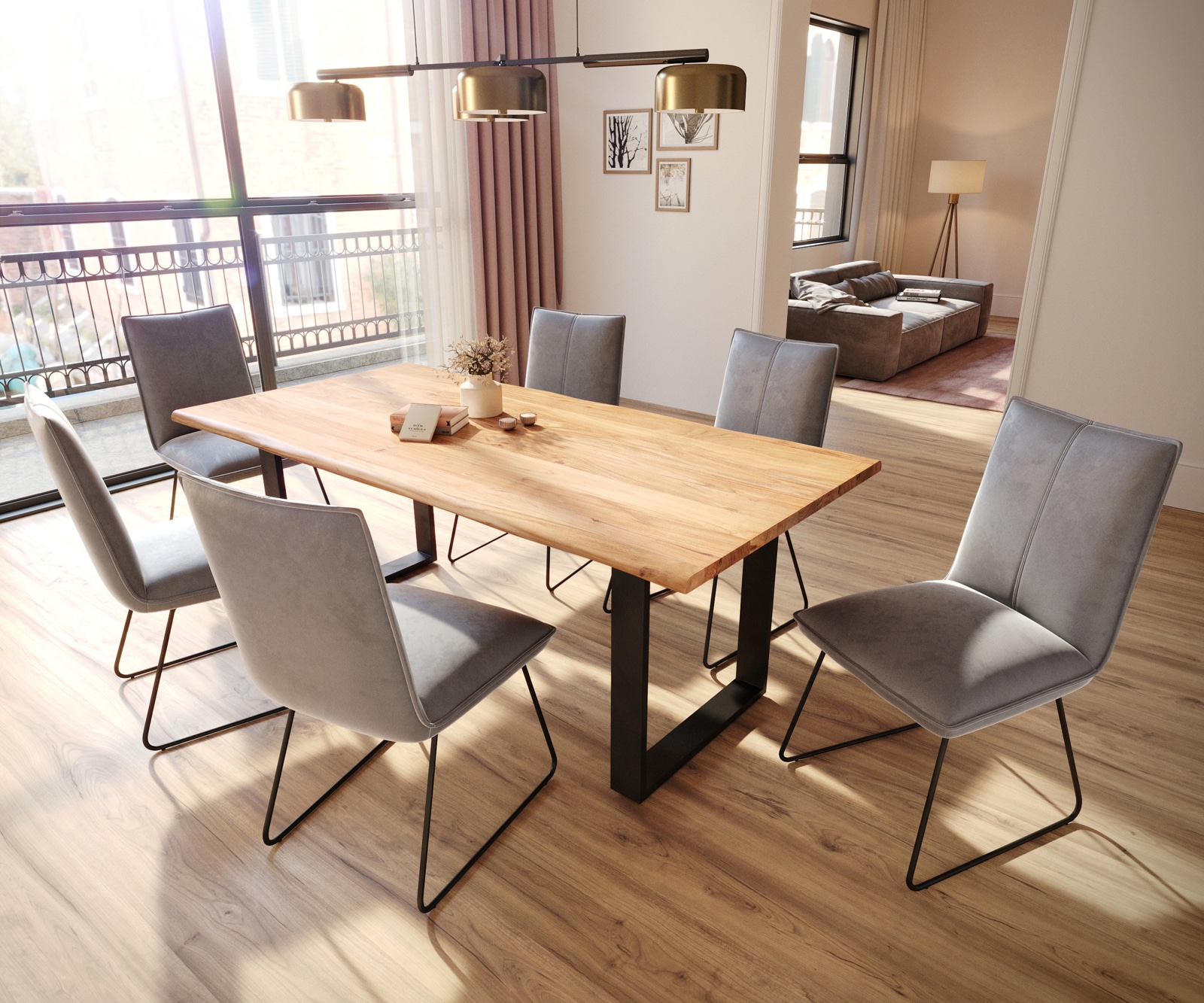 Esszimmerstuhl Lelio-Flex Samt Grau Kufengestell Schwarz Taschenfederkern 3 Esszimmerstuhl Lelio-Flex Samt Grau Kufengestell Schwarz Taschenfederkern 3