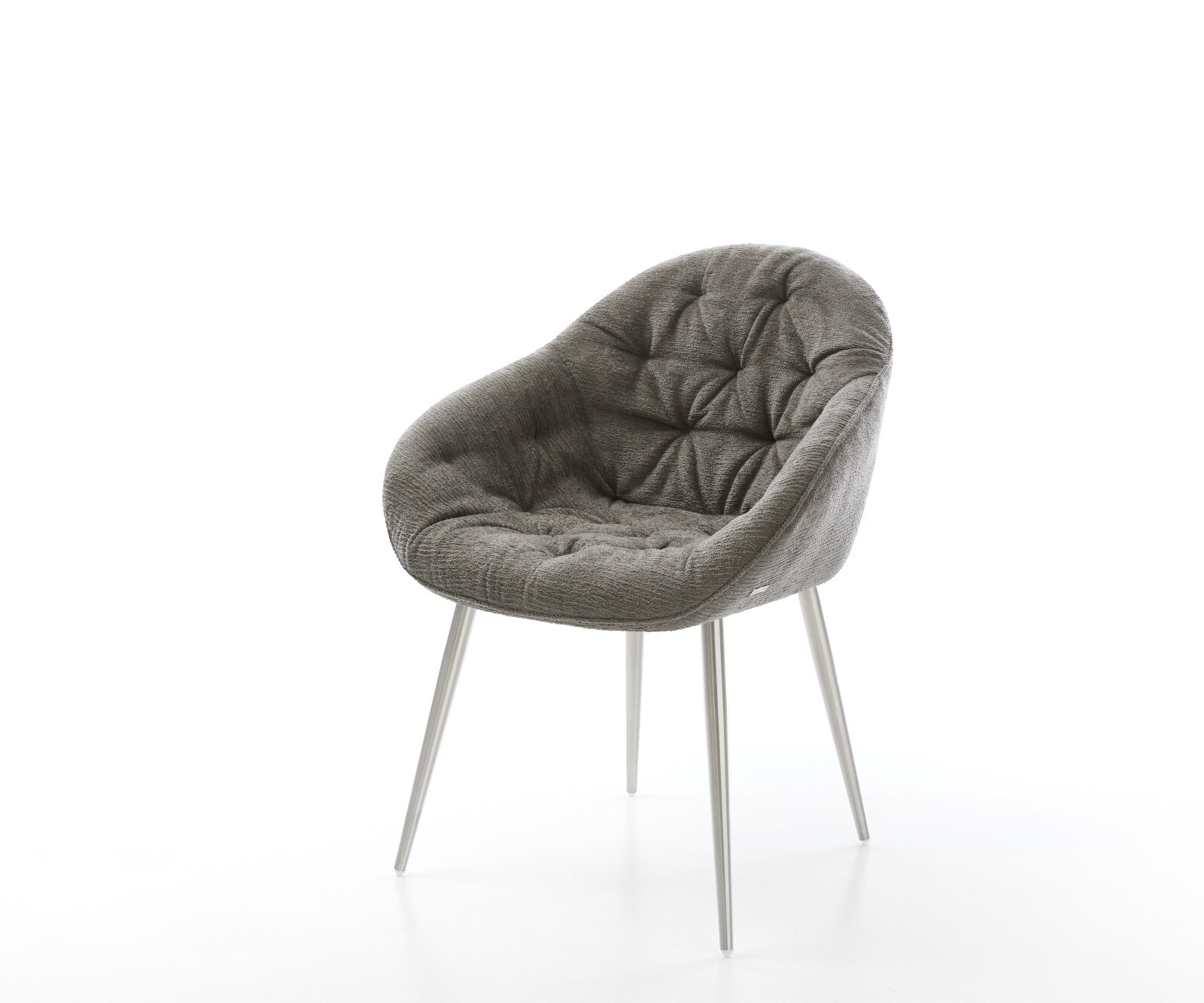 DELIFE Esszimmerstuhl Gaio-Flex Bouclé Soft Schlamm 4-Fuß konisch Edelstahl