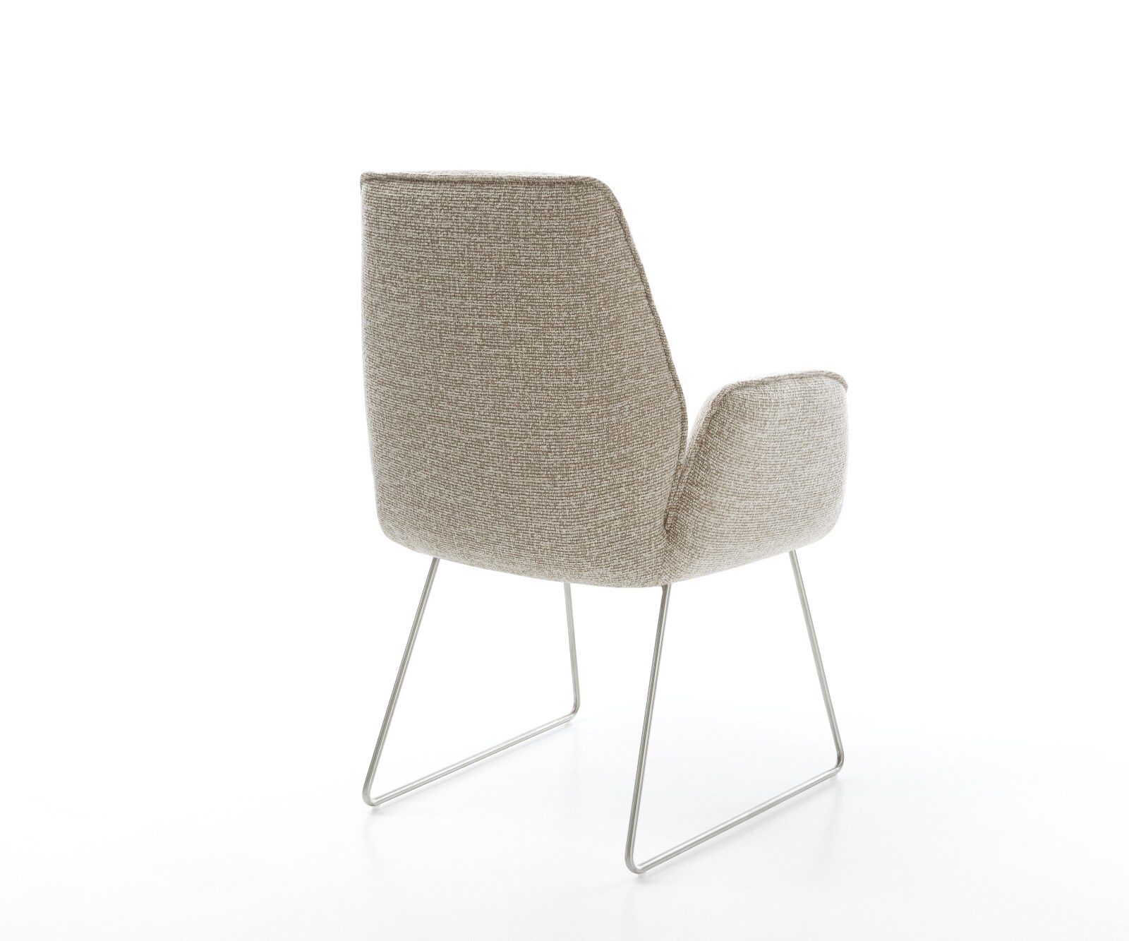 Esszimmerstuhl Zoa-Flex Webstoff Soft Beige Kufengestell Edelstahl Taschenfederkern 4