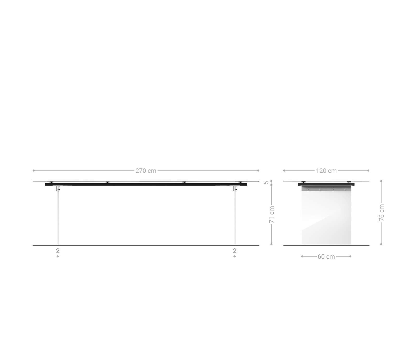Esstisch Edge Boot 270x120 cm Keramik Iris FMG Onice Grigio Gestell Glas 8