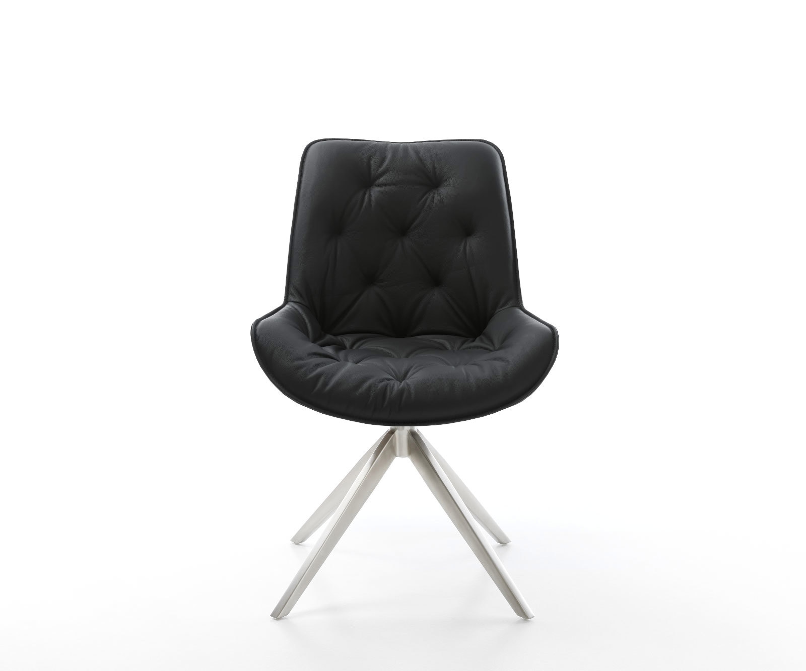 Drehstuhl Taimi-Flex Echt-Leder Schwarz Kreuzgestell breit Edelstahl 360° drehbar Wippfunktion 1 Drehstuhl Taimi-Flex Echt-Leder Schwarz Kreuzgestell breit Edelstahl 360° drehbar Wippfunktion 1