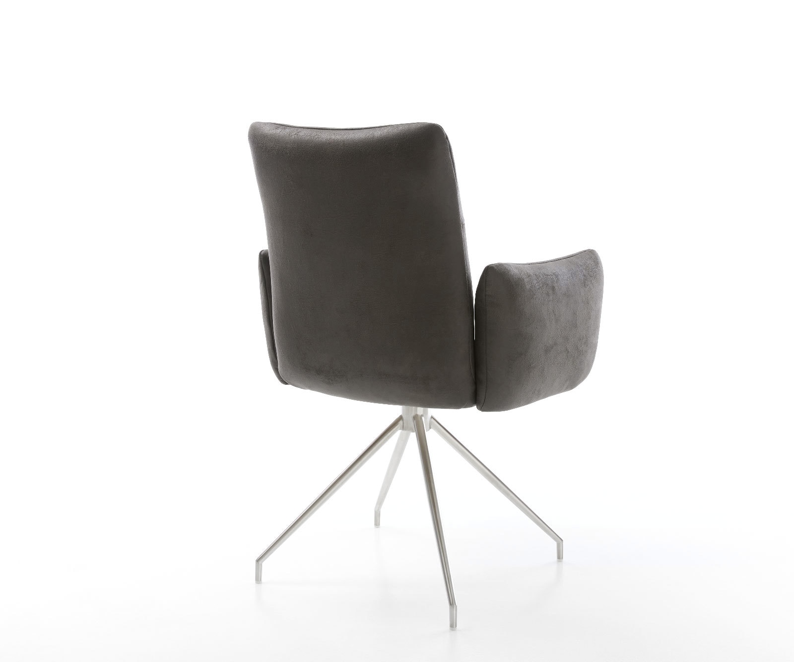 Drehstuhl Jova-Flex mit Armlehnen Mikrofaser Anthrazit Vintage Kreuzgestell konisch Edelstahl 180° drehbar Taschenfederkern 5