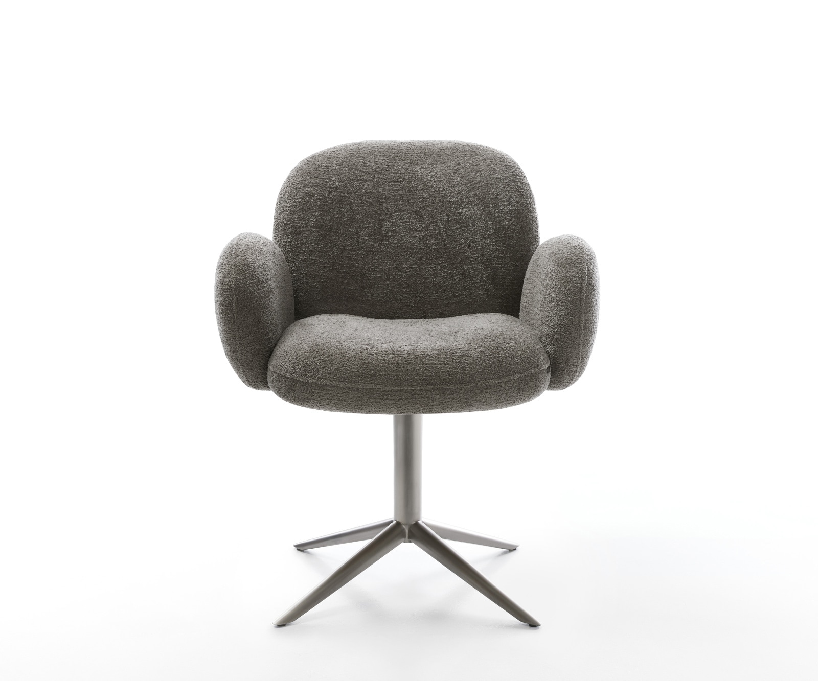 Drehstuhl Nube-Flex mit Armlehnen Bouclé Soft Schlamm Fußkreuz Graphit 360° drehbar Wippfunktion Taschenfederkern 1