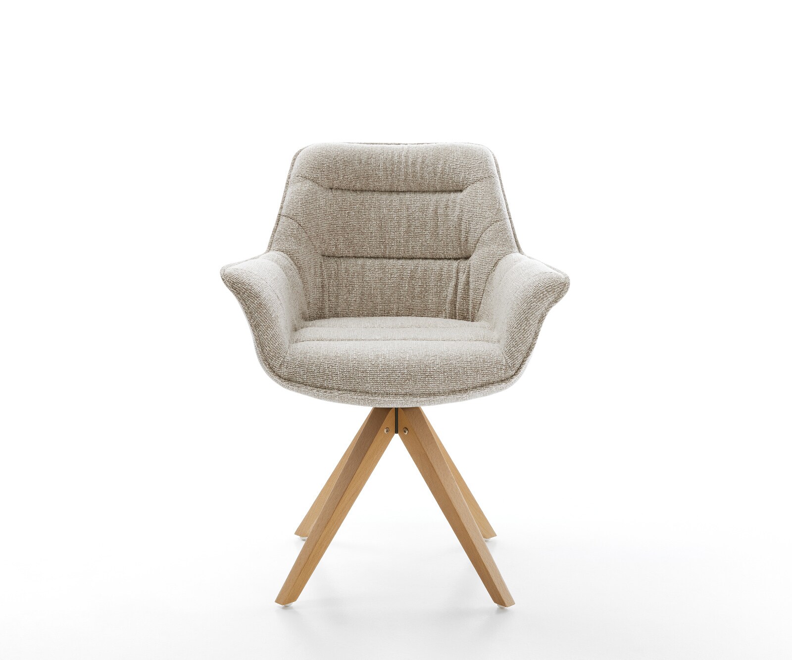 Drehstuhl Kaira-Flex Webstoff Soft Beige Holzgestell kantig Natur 360° drehbar 1
