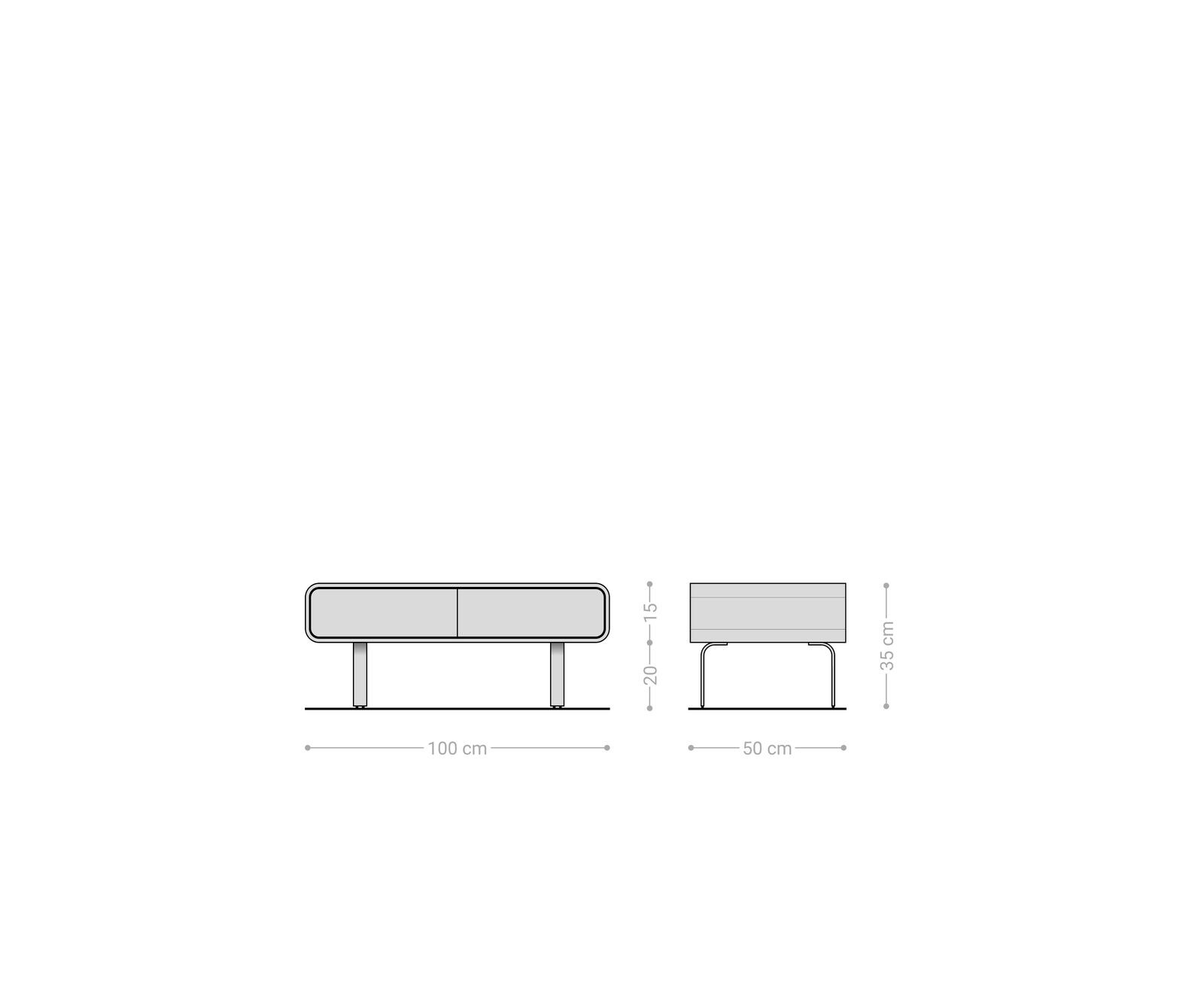 Couchtisch Anaya 100x50 cm Akazie Natur 2 Schubladen L-Fuß Edelstahl 5
