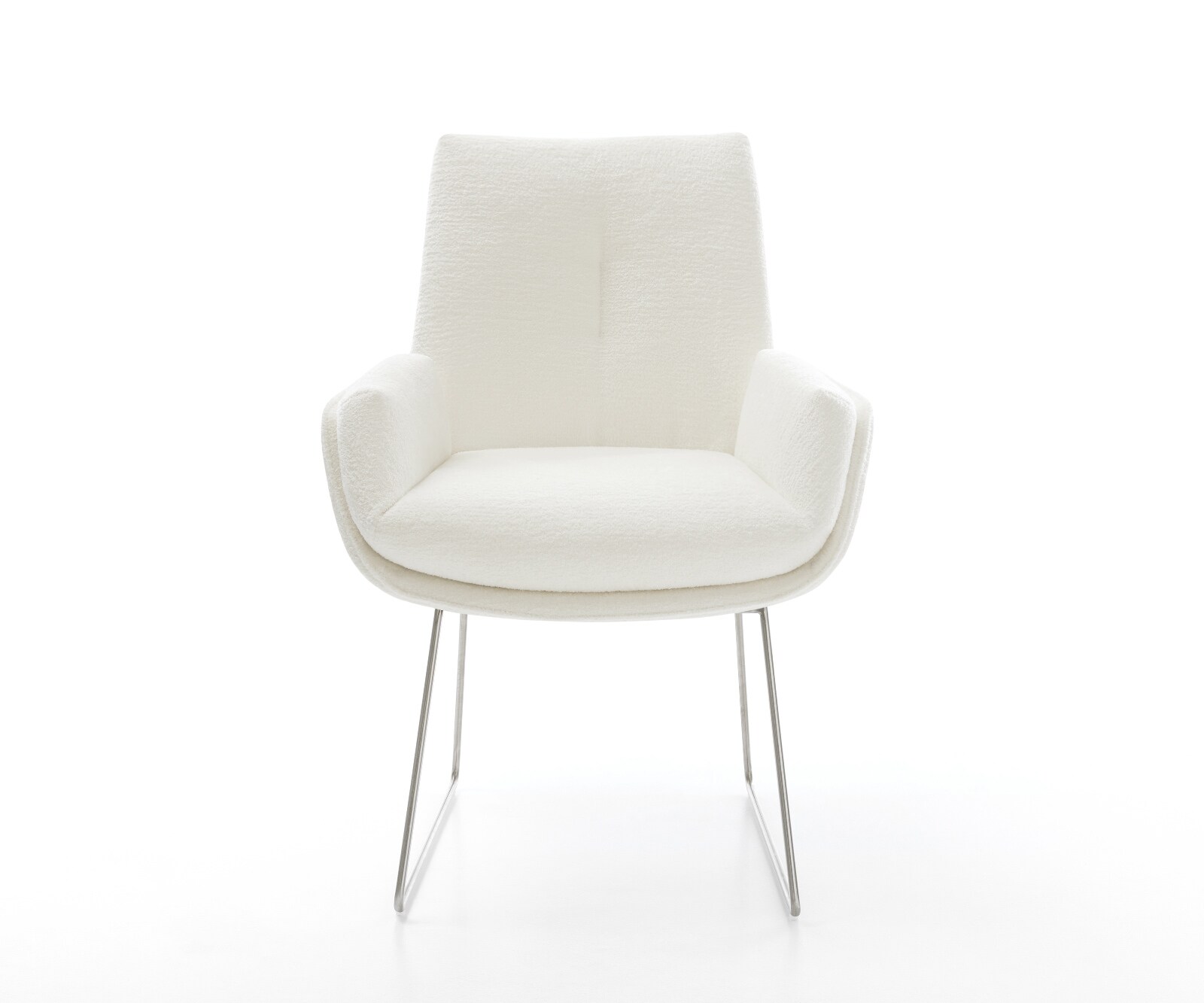 Esszimmerstuhl Clea-Flex Bouclé Soft Beige Kufengestell Edelstahl 1