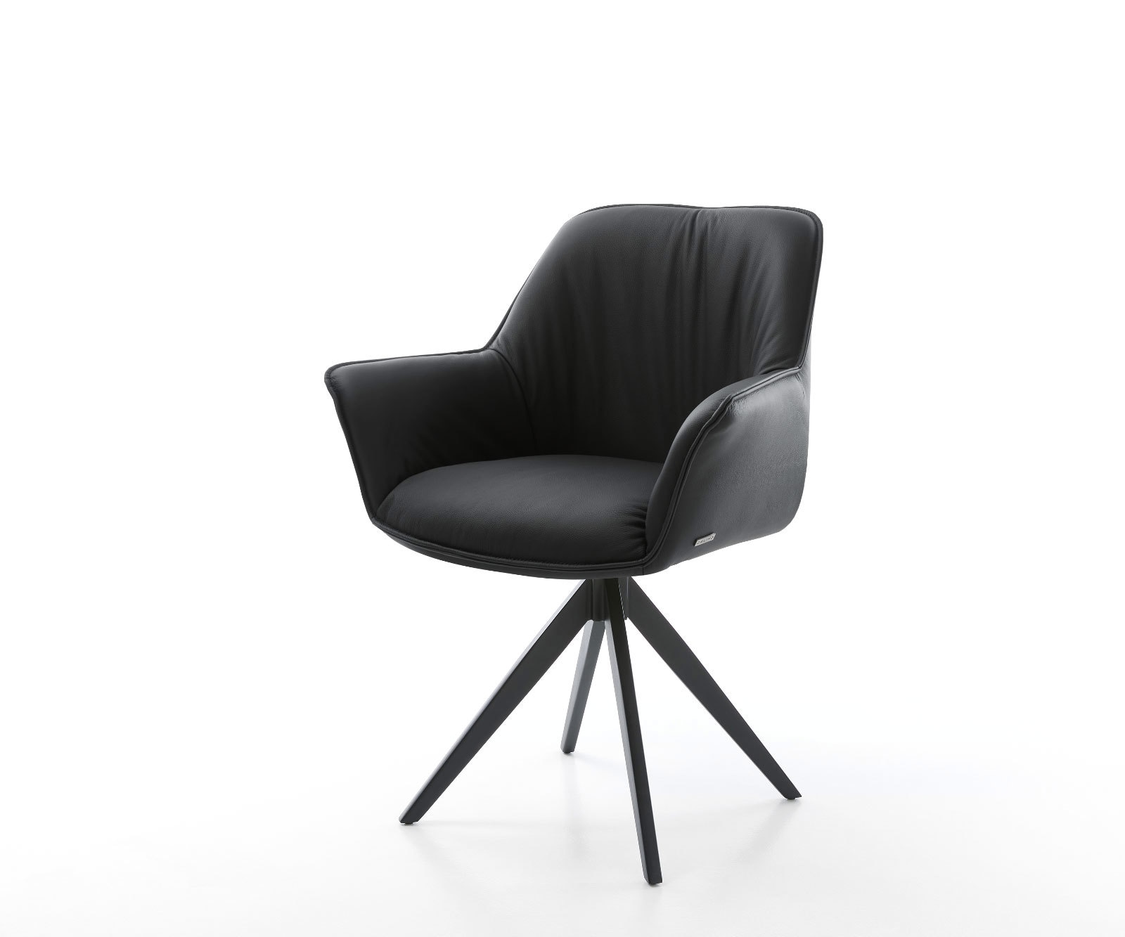 Esszimmerstuhl Keila-Flex mit Armlehnen Echt-Leder Schwarz Kreuzgestell kantig Schwarz Esszimmerstuhl Keila-Flex mit Armlehnen Echt-Leder Schwarz Kreuzgestell kantig Schwarz