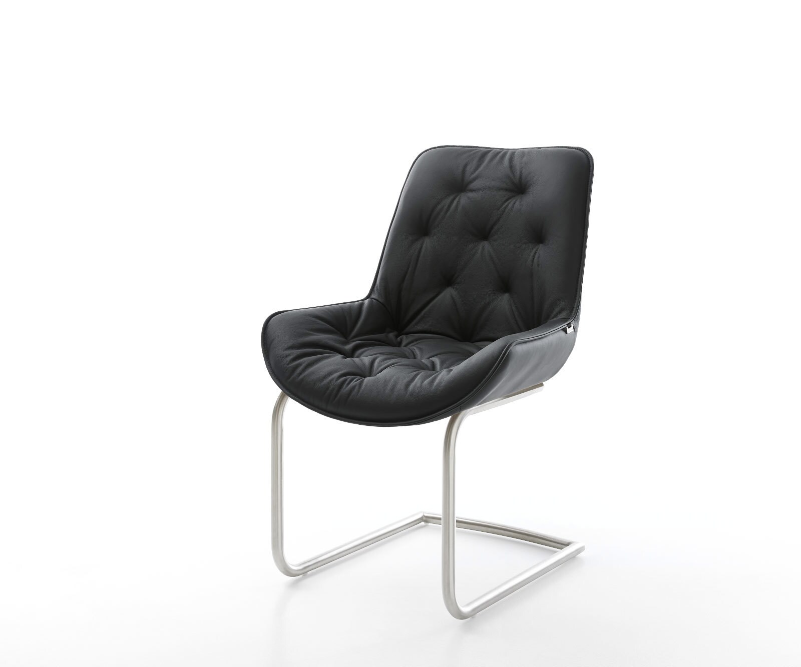 Freischwinger Taimi-Flex Echt-Leder Schwarz Freischwinger rund Edelstahl