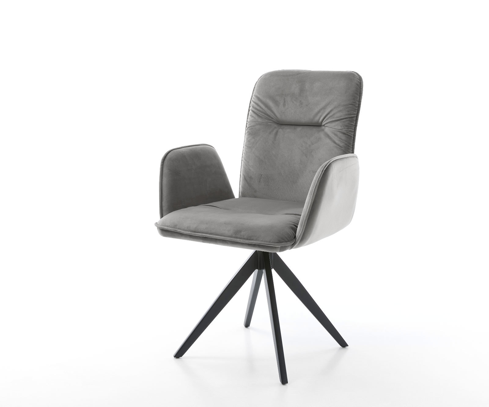 Esszimmerstuhl Vinja-Flex Samt Grau Kreuzgestell kantig Schwarz Esszimmerstuhl Vinja-Flex Samt Grau Kreuzgestell kantig Schwarz