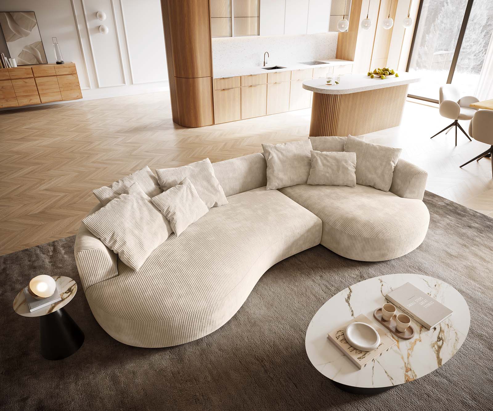 Sofa Edina 330x170 cm Cord Beige 3