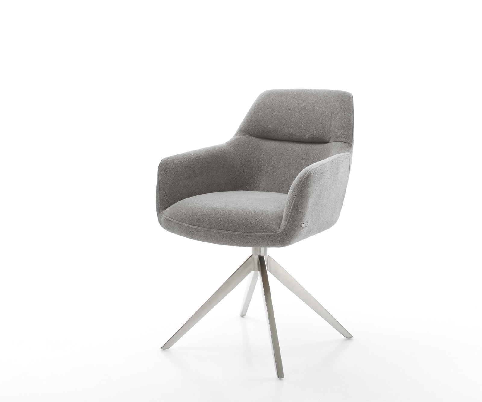 Drehstuhl Pejo-Flex Strukturstoff Soft Grau Kreuzgestell breit Edelstahl 360° drehbar Taschenfederkern