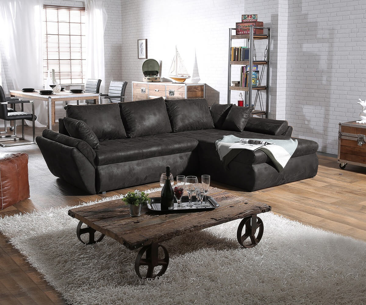 Ecksofa Loana 275x185 cm Anthrazit Ottomane variabel günstig online kaufen