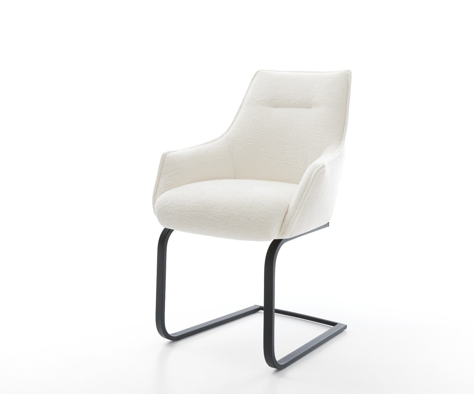 Freischwinger Alja-Flex mit Armlehnen Bouclé Soft Beige Freischwinger flach Schwarz Taschenfederkern