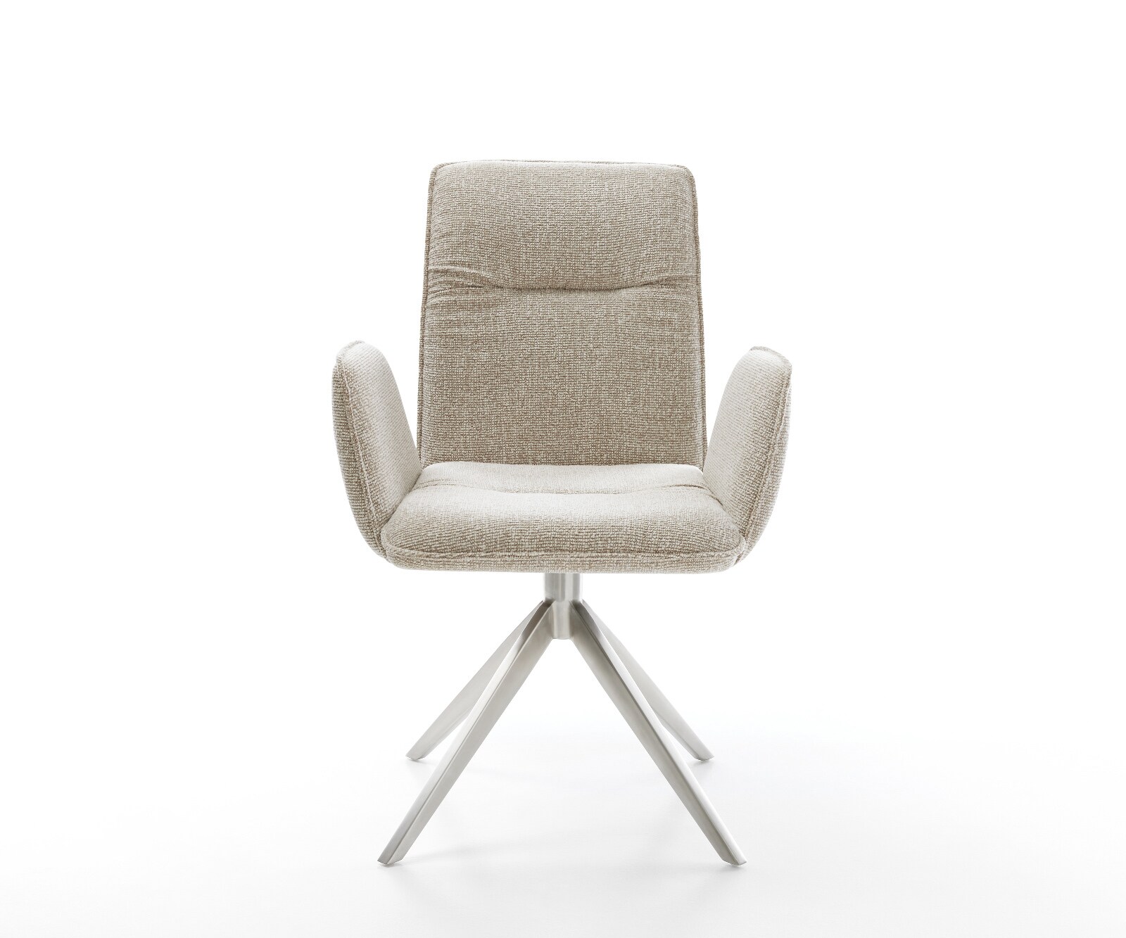 Drehstuhl Vinja-Flex Webstoff Soft Beige Kreuzgestell breit Edelstahl 360° drehbar Wippfunktion 1