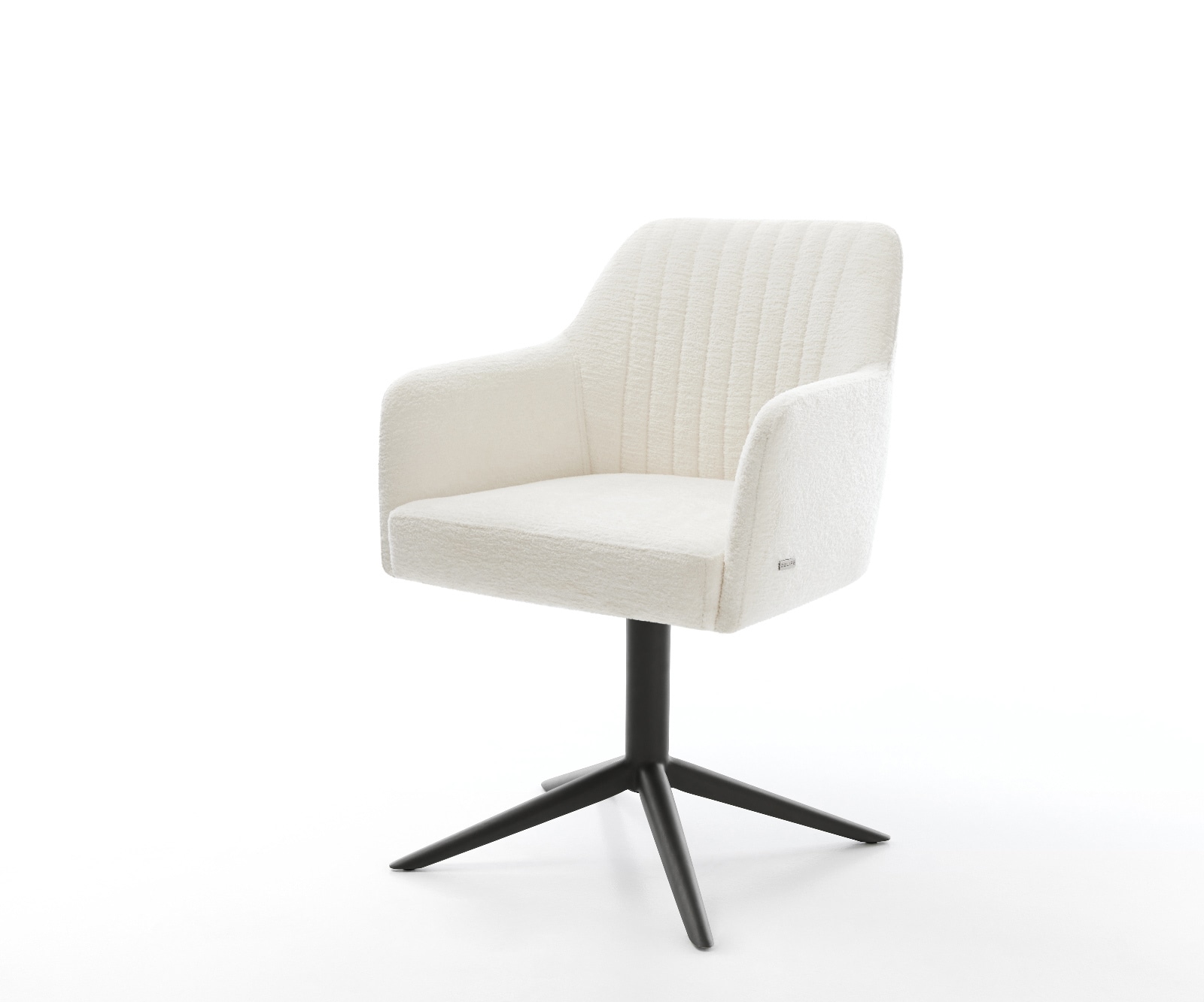 Drehstuhl Greg-Flex Bouclé Soft Beige Fußkreuz Schwarz 360° drehbar Wippfunktion Taschenfederkern