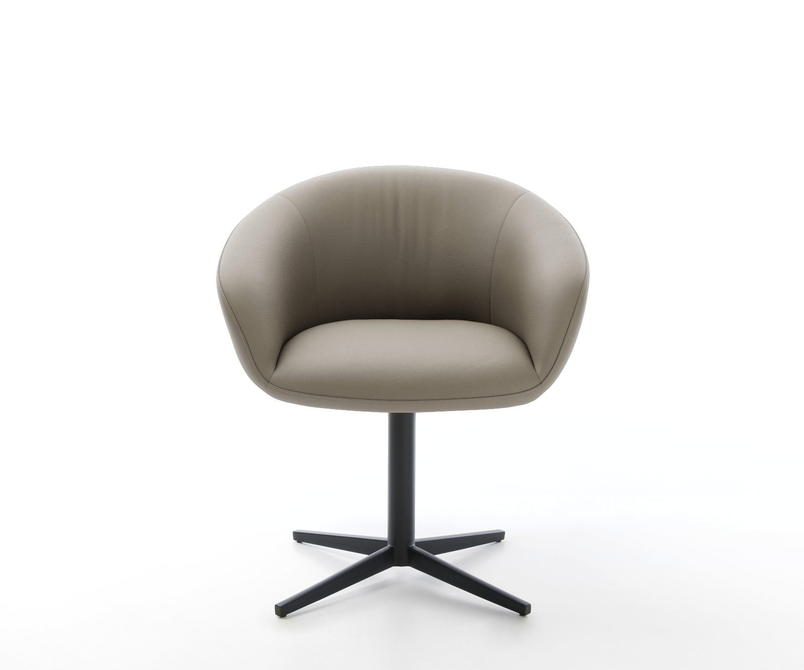 Drehstuhl Vinka-Flex mit Armlehnen Echt-Leder Schlamm Fußkreuz Schwarz 360° drehbar Taschenfederkern 1