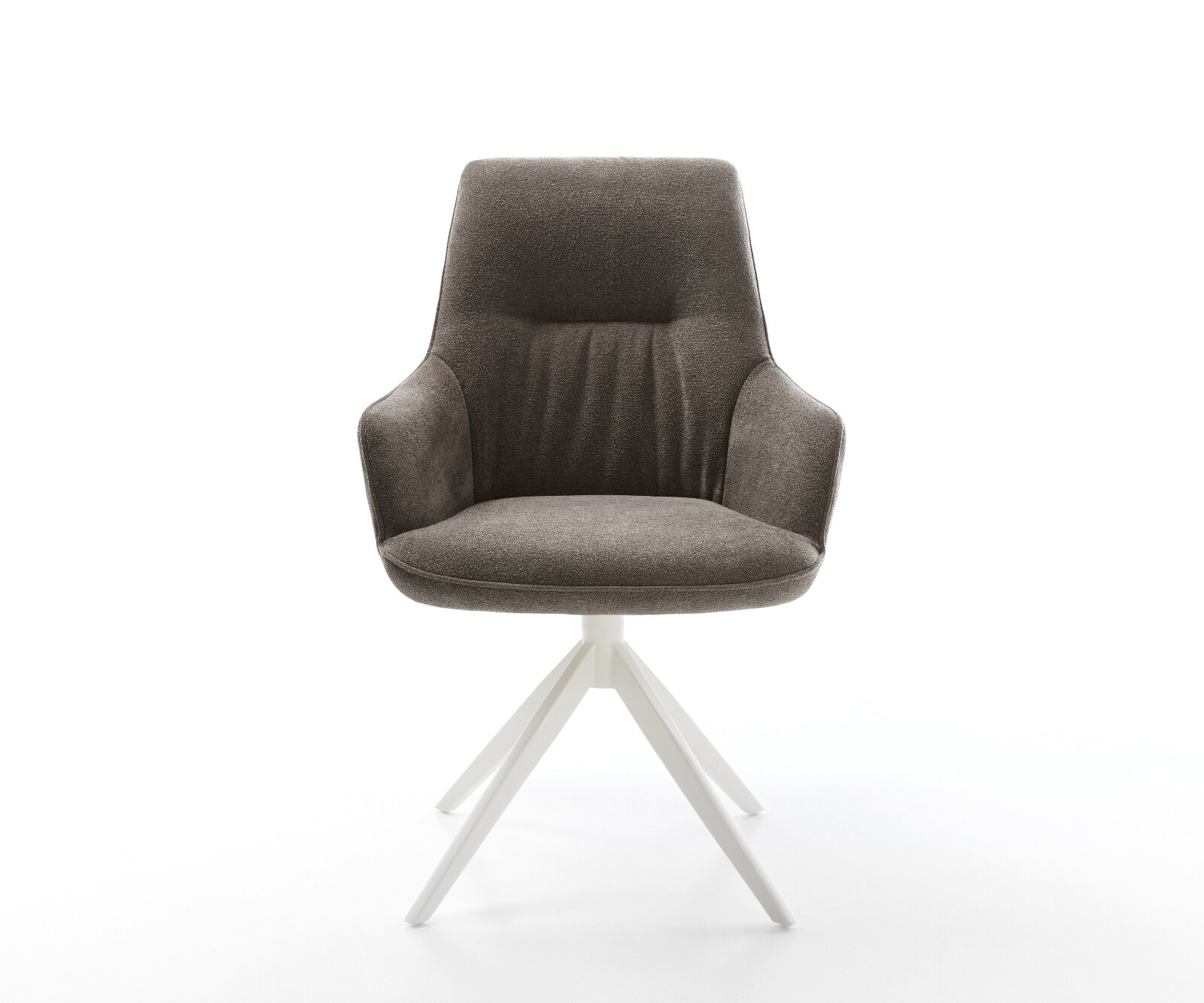 Drehstuhl Zelia-Flex mit Armlehnen Strukturstoff Soft Taupe Kreuzgestell breit Weiß 360° drehbar Wippfunktion Taschenfederkern 2