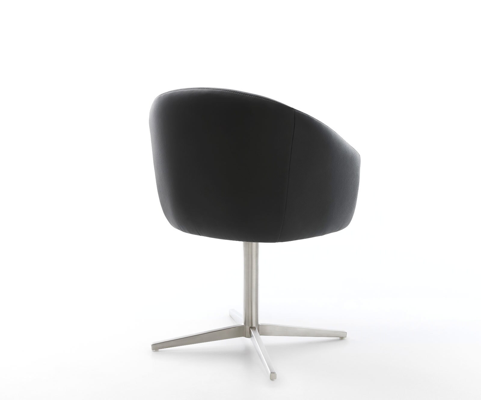 Drehstuhl Caja-Flex mit Armlehnen Echt-Leder Schwarz Fußkreuz Edelstahl 360° drehbar Taschenfederkern 4