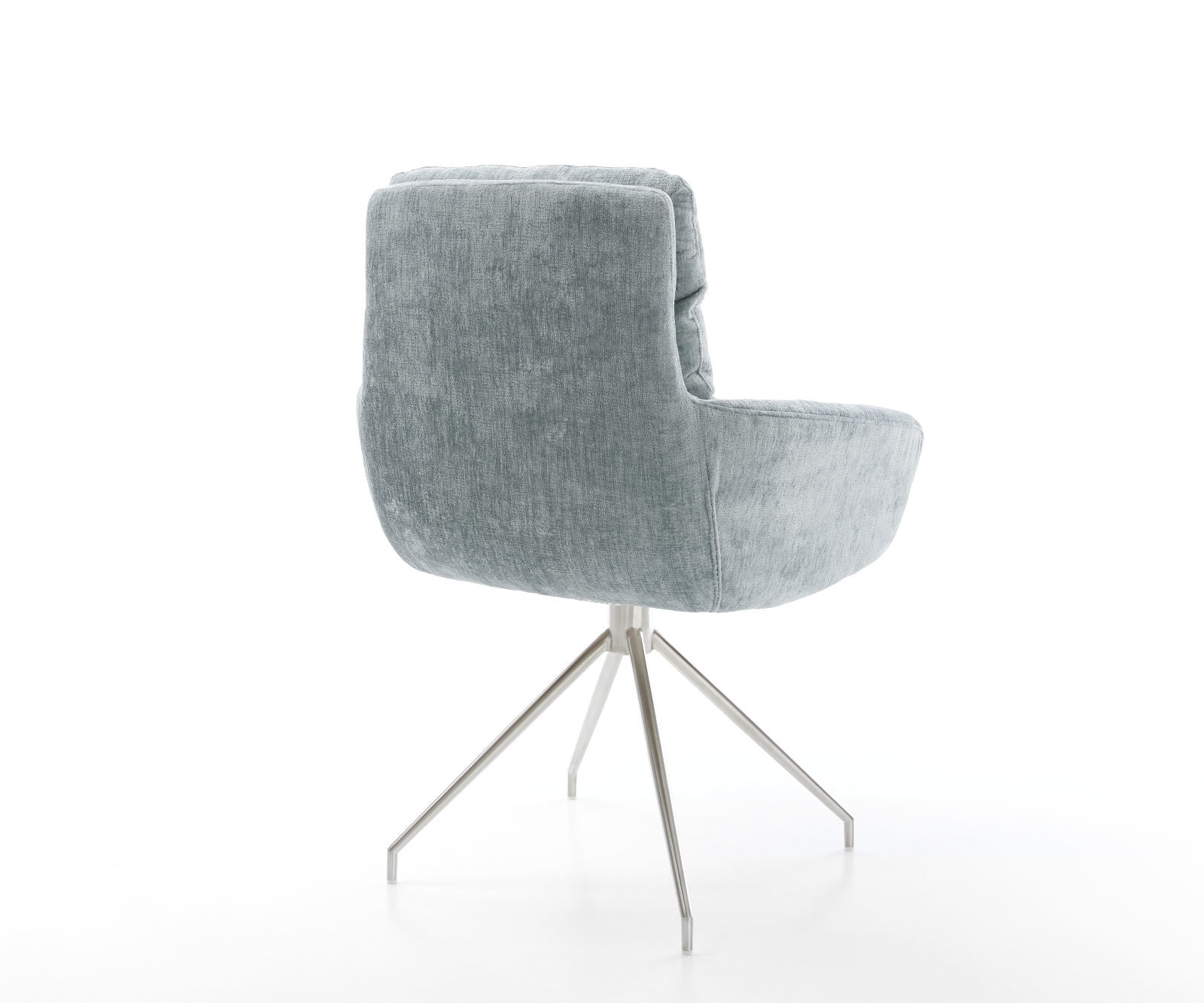 Drehstuhl Abelia-Flex mit Armlehnen Chenille Pastellblau Kreuzgestell konisch Edelstahl 180° drehbar 4 Drehstuhl Abelia-Flex mit Armlehnen Chenille Pastellblau Kreuzgestell konisch Edelstahl 180° drehbar 4