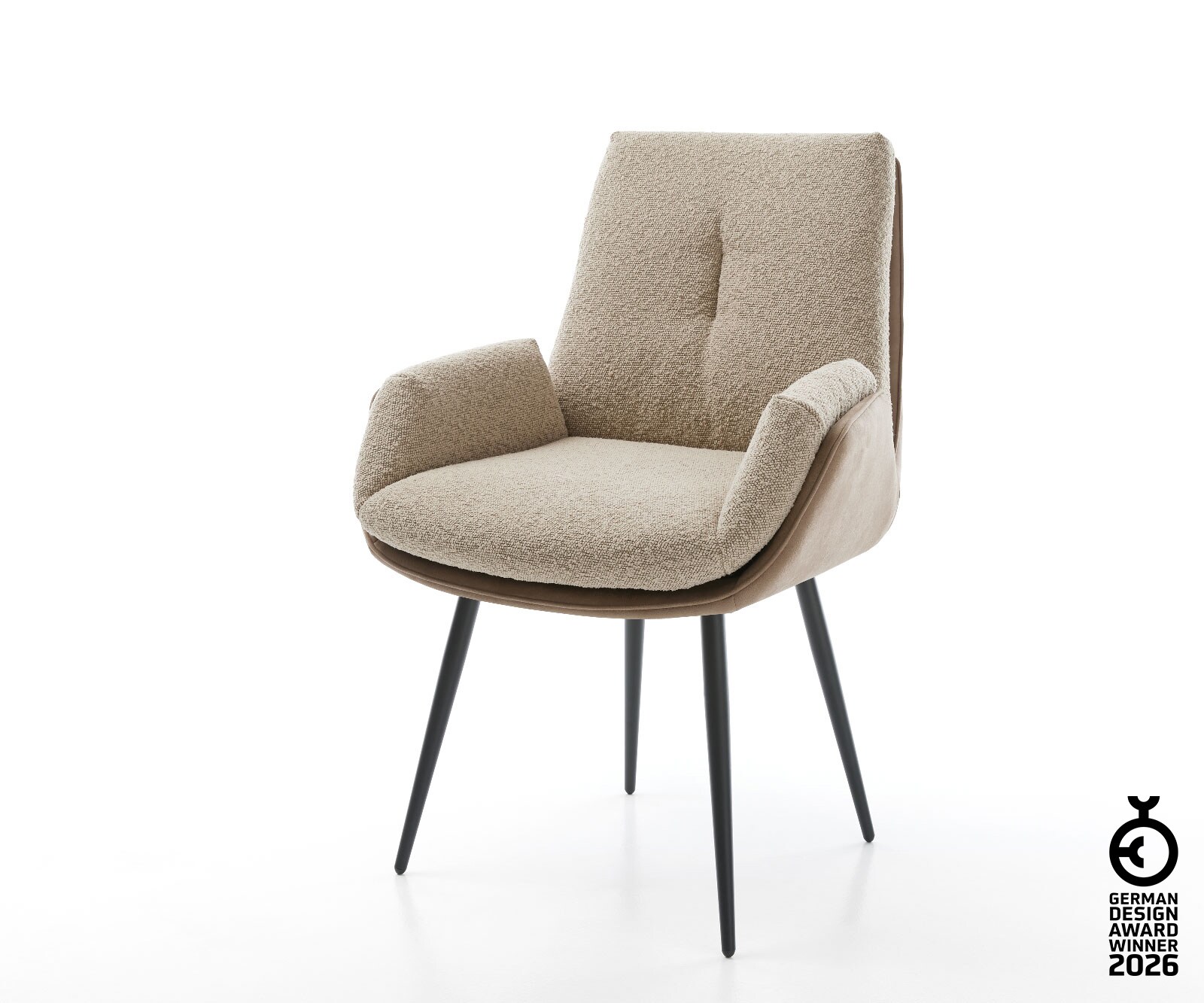 Esszimmerstuhl Clea-Flex Materialmix Schlamm 4-Fuß konisch Schwarz günstig online kaufen