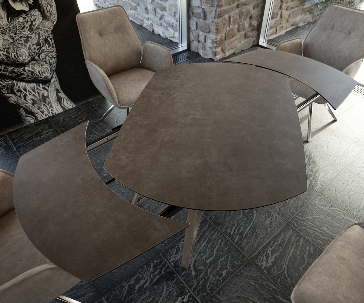 Esstisch Carlow 130/200x95 cm Keramik Braun Edelstahl ausziehbar 3 Esstisch Carlow 130/200x95 cm Keramik Braun Edelstahl ausziehbar 3