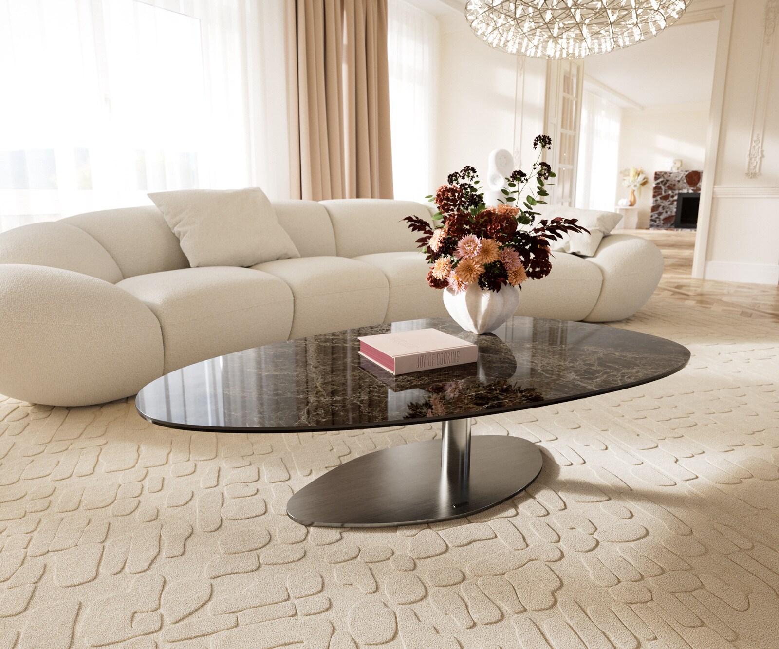 Couchtisch Edge Oval 140x75 cm Keramik Laminam® Emperador Extra Lucidato Du günstig online kaufen