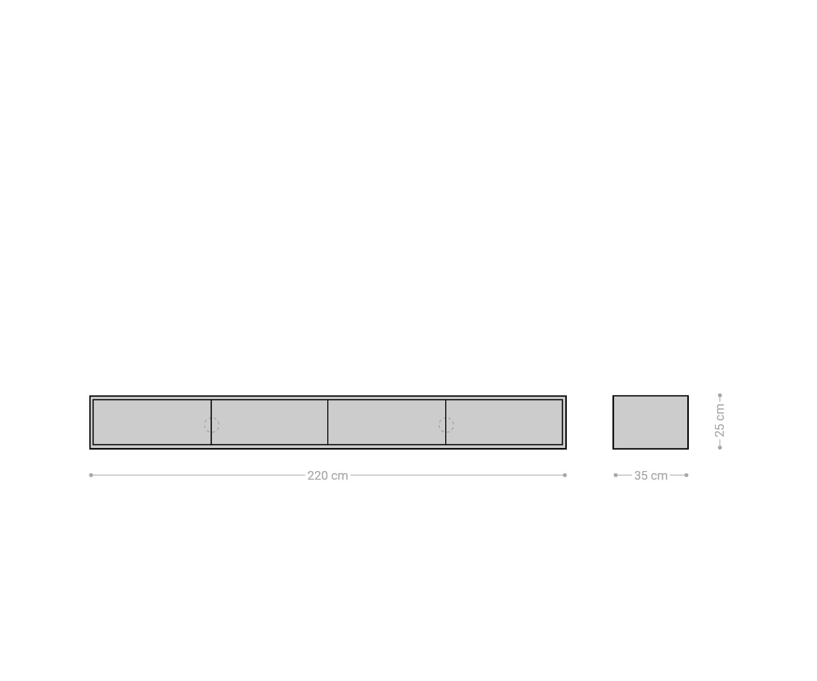 Lowboard Fevo 220 cm Akazie Natur 4 Türen schwebend 4 Lowboard Fevo 220 cm Akazie Natur 4 Türen schwebend 4