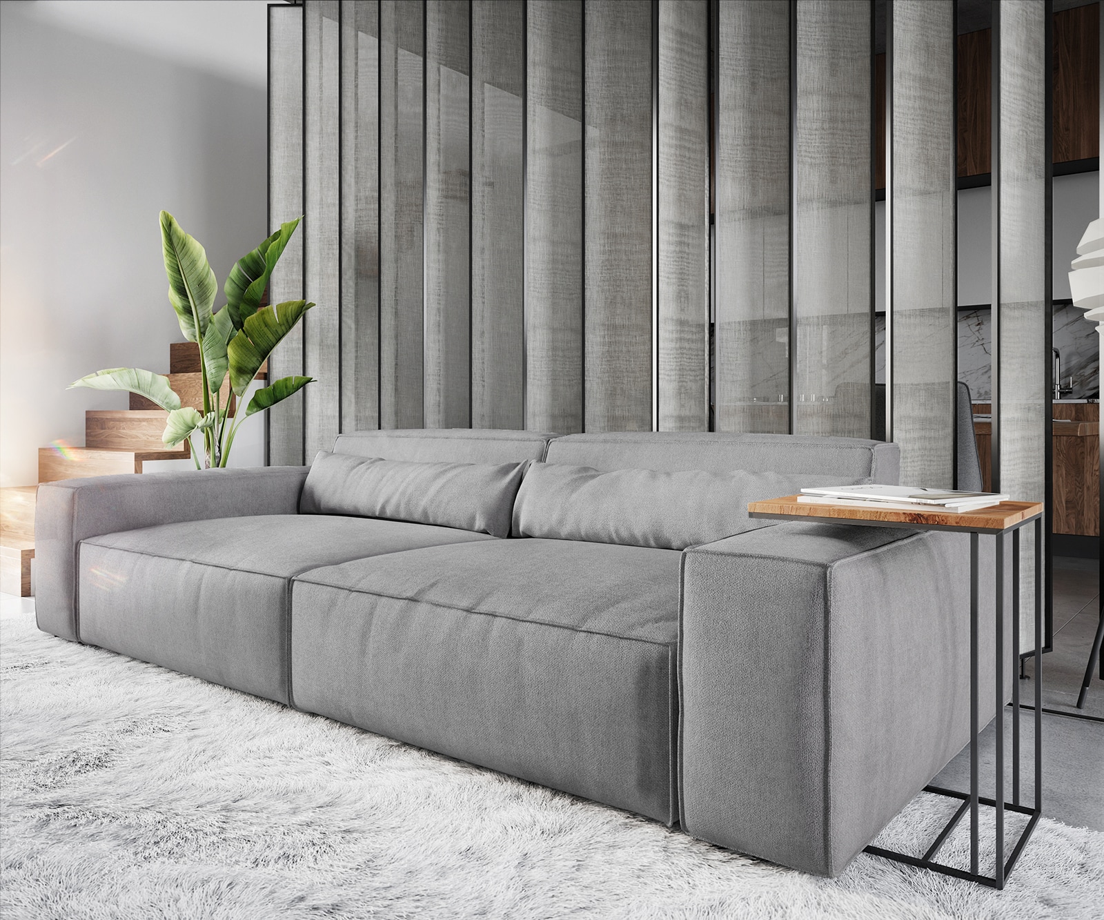 Big-Sofa Sirpio XL 270x130 cm Mikrofaser Grau 4 Big-Sofa Sirpio XL 270x130 cm Mikrofaser Grau 4