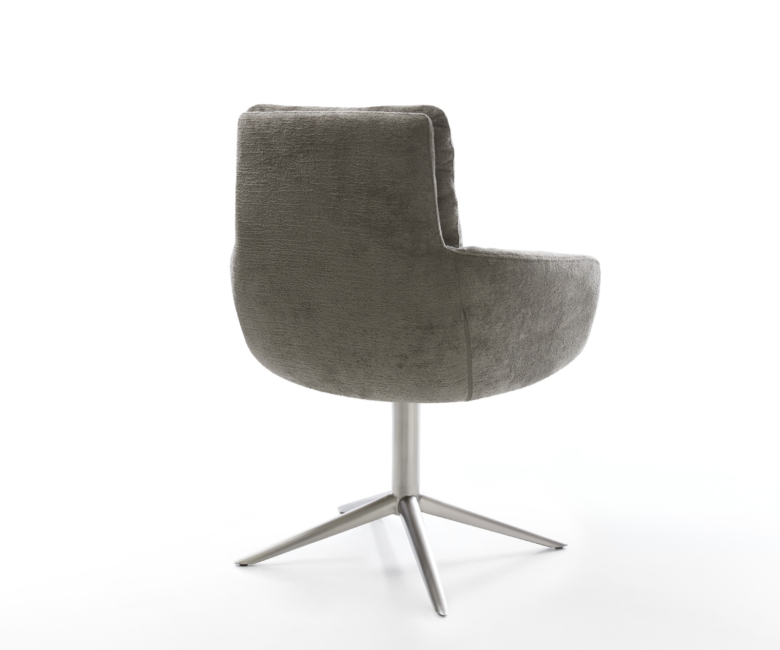 Drehstuhl Abelia-Flex mit Armlehnen Bouclé Soft Schlamm Fußkreuz Edelstahl 360° drehbar Wippfunktion 4