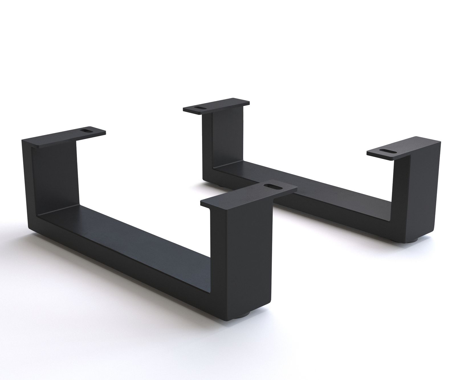 Fuß Kufe 20 cm Metall Schwarz für Kastenmöbel der Tiefe 60 cm (2er Set)