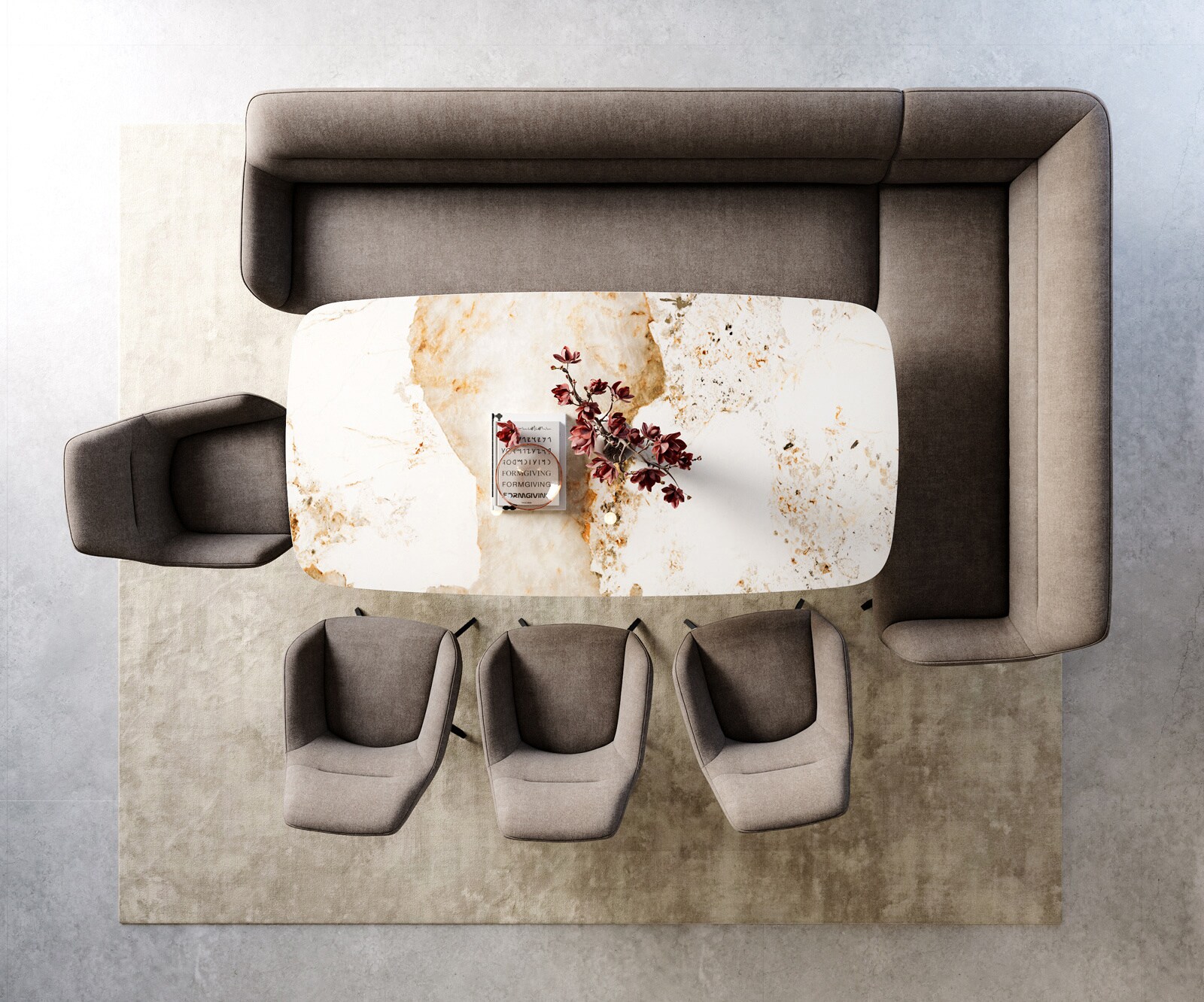 Esszimmerbank Taya-Flex 285x190 cm Strukturstoff Soft Taupe Kreuzgestell kantig Schwarz Taschenfederkern Links 6