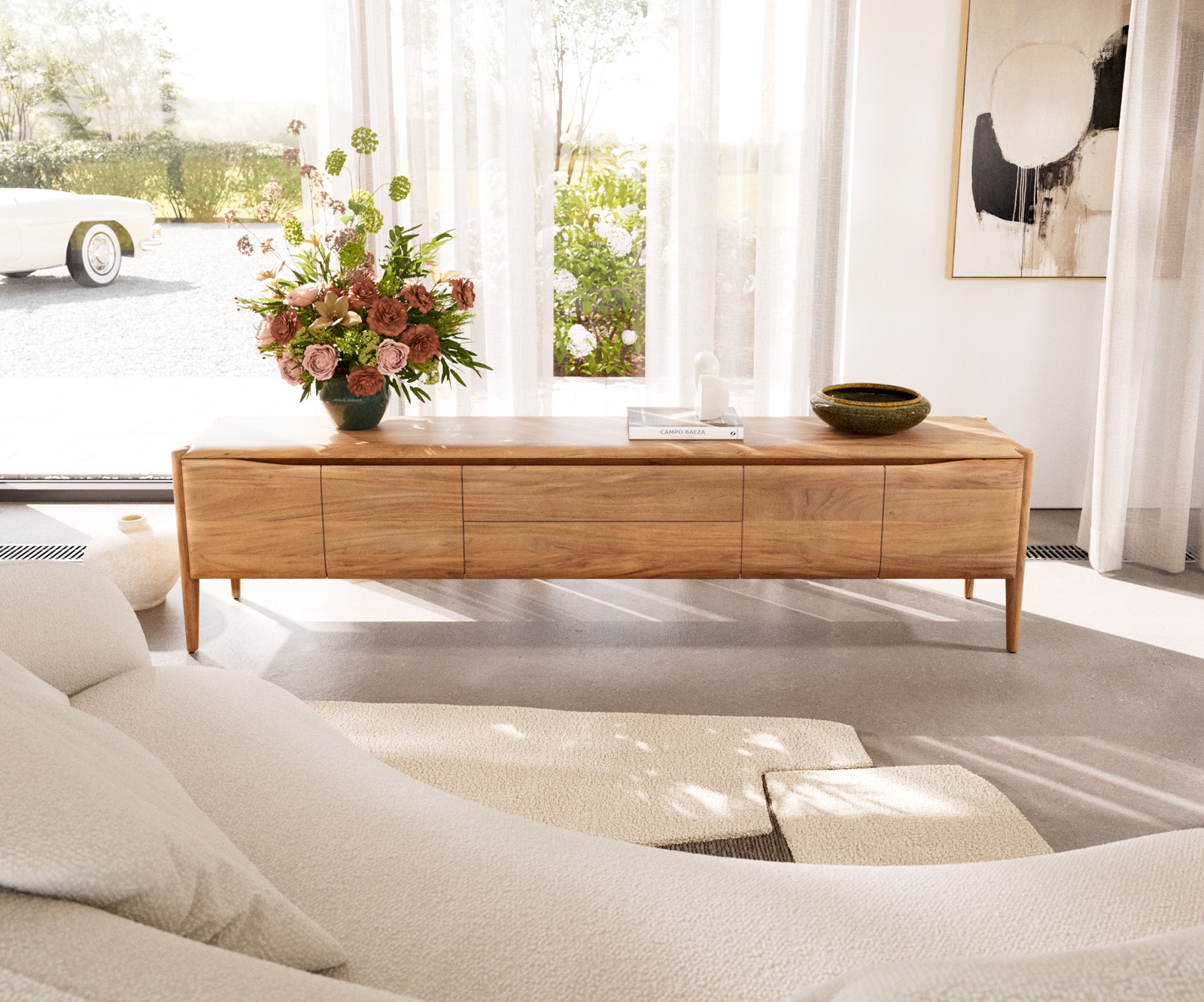 Lowboard Simcha 220 cm Akazie Natur 4 Türen 2 Schubladen 1 Lowboard Simcha 220 cm Akazie Natur 4 Türen 2 Schubladen 1