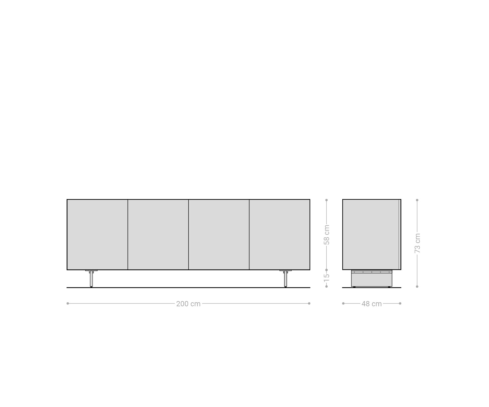 Sideboard Ashara 200 cm Esche Dunkelbraun 3D Effekt 4 Türen Fuß Schwebeoptik Acrylglas 6