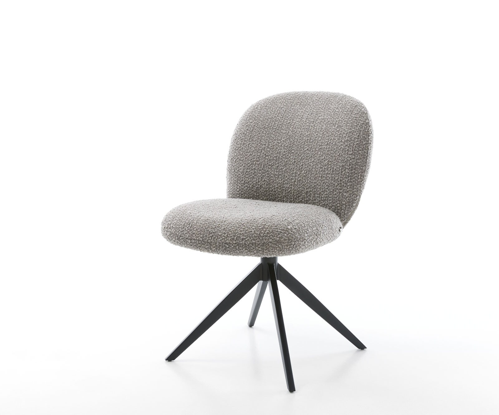 Drehstuhl Nube-Flex Bouclé Silbergrau Kreuzgestell breit Schwarz 360° drehbar Taschenfederkern