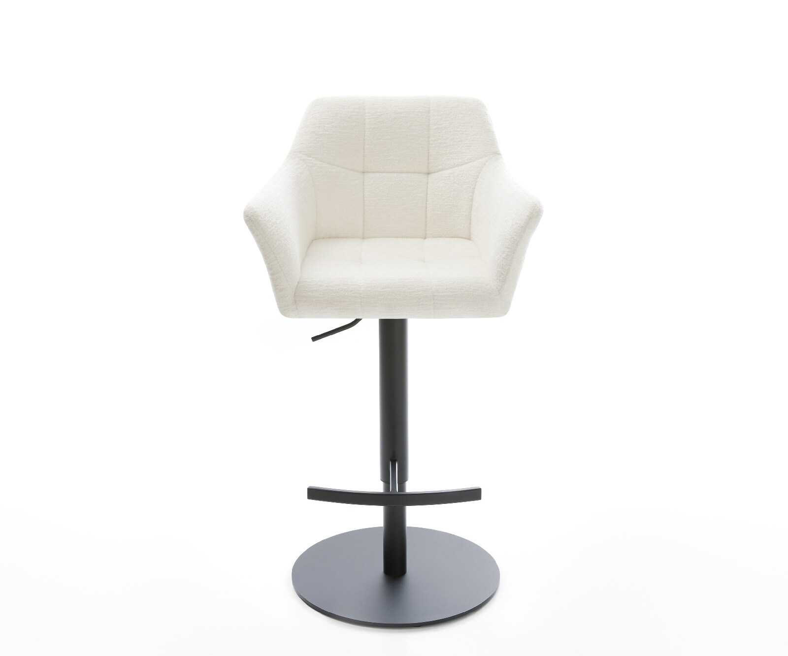 Barstuhl Yulo-Flex Bouclé Soft Beige Drehfuß höhenverstellbar Metall Schwarz 2